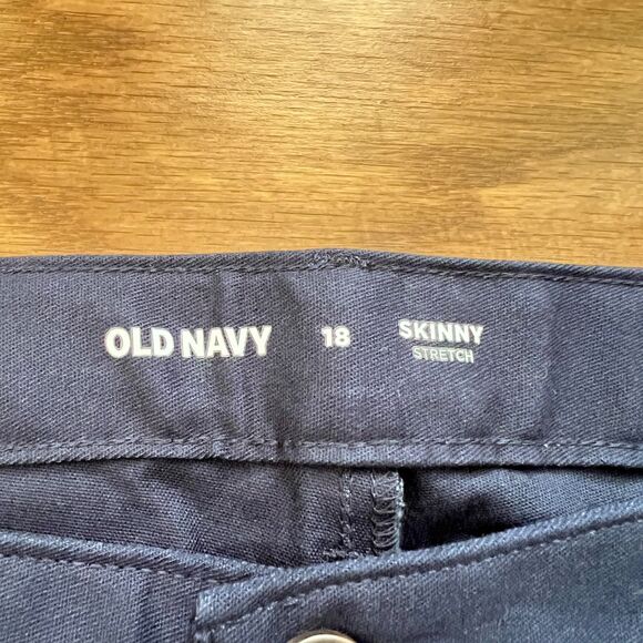 NWT Old Navy Pants Women's Size 18 Navy Ink Blue High-Waisted Wow Skinny Uniform - Picture 3 of 13